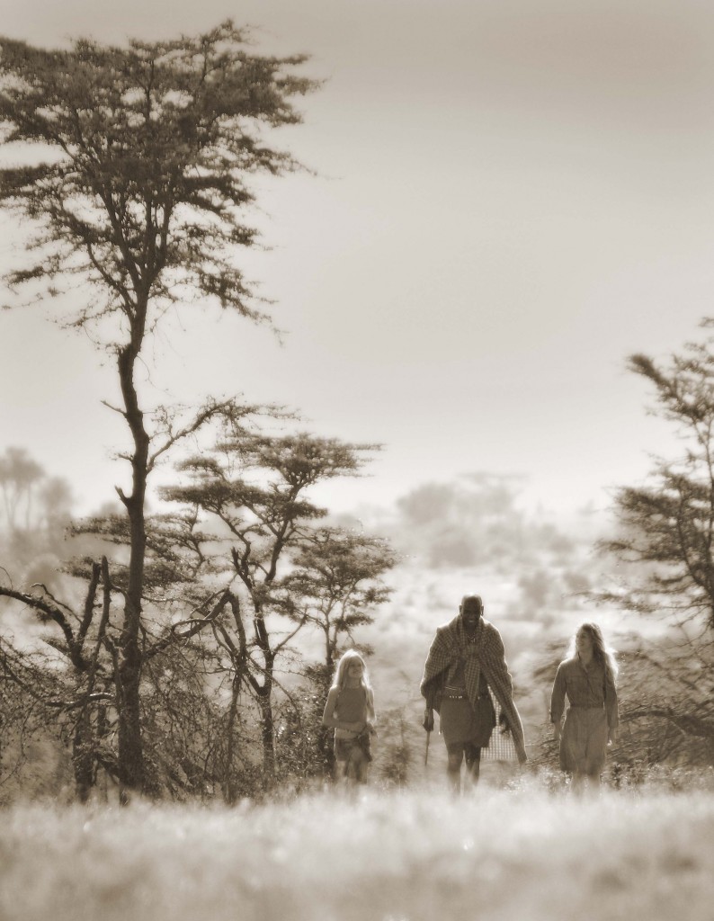 Cottar's 1920s Safari Camp - kids walking with Maasai guide