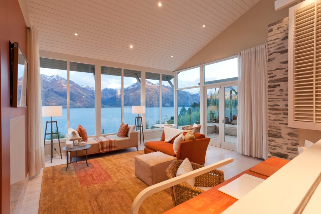 Suite living room at Matakauri Lodge, South Island, New Zealand