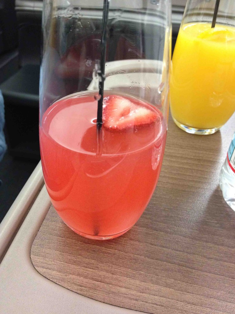 Strawberry drink on Turkish Airlines Business Class service