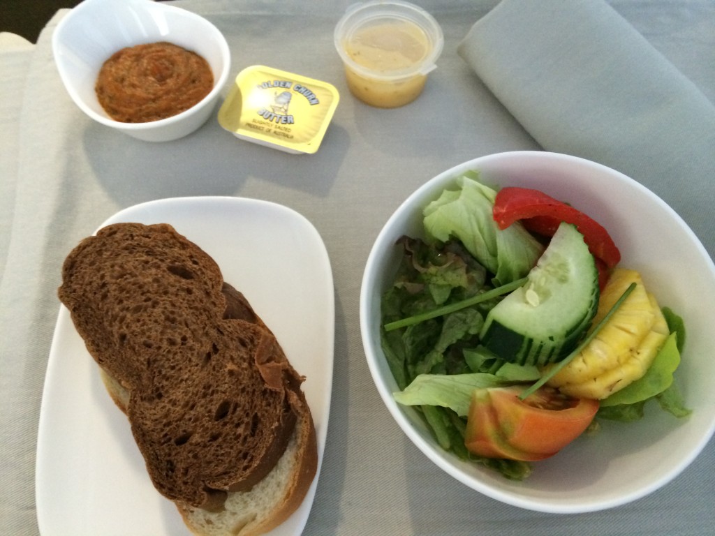Garden salad on board Fiji Airways Business Class