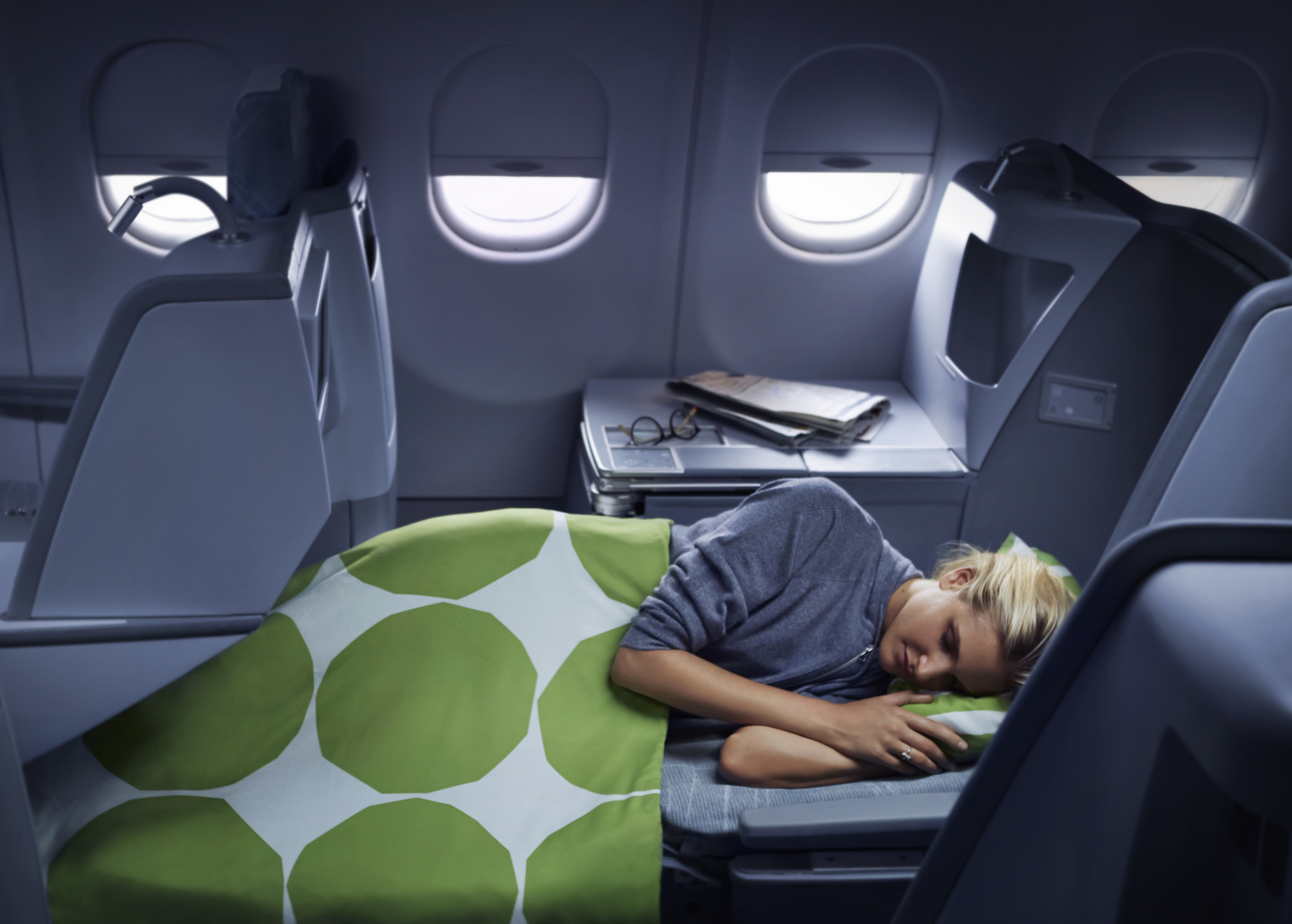 Finnair business class - fully flat bed