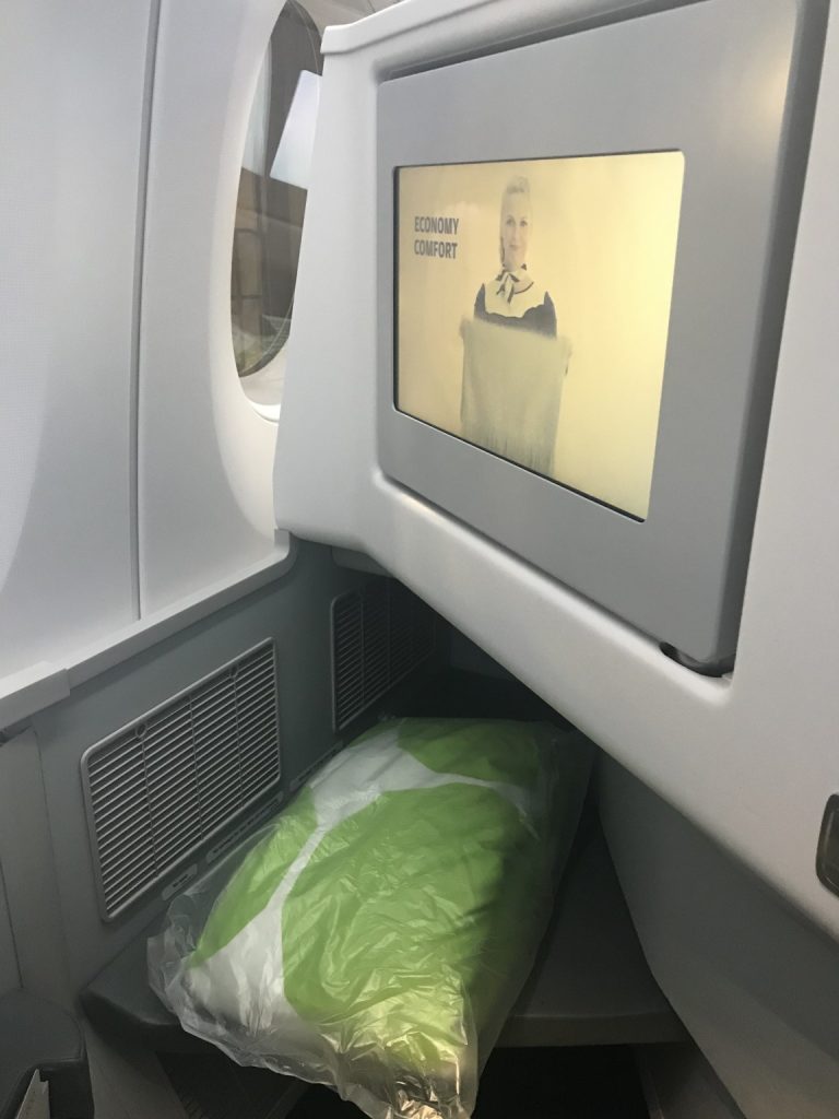 Large TV screen on board Finnair AY131 Business Class