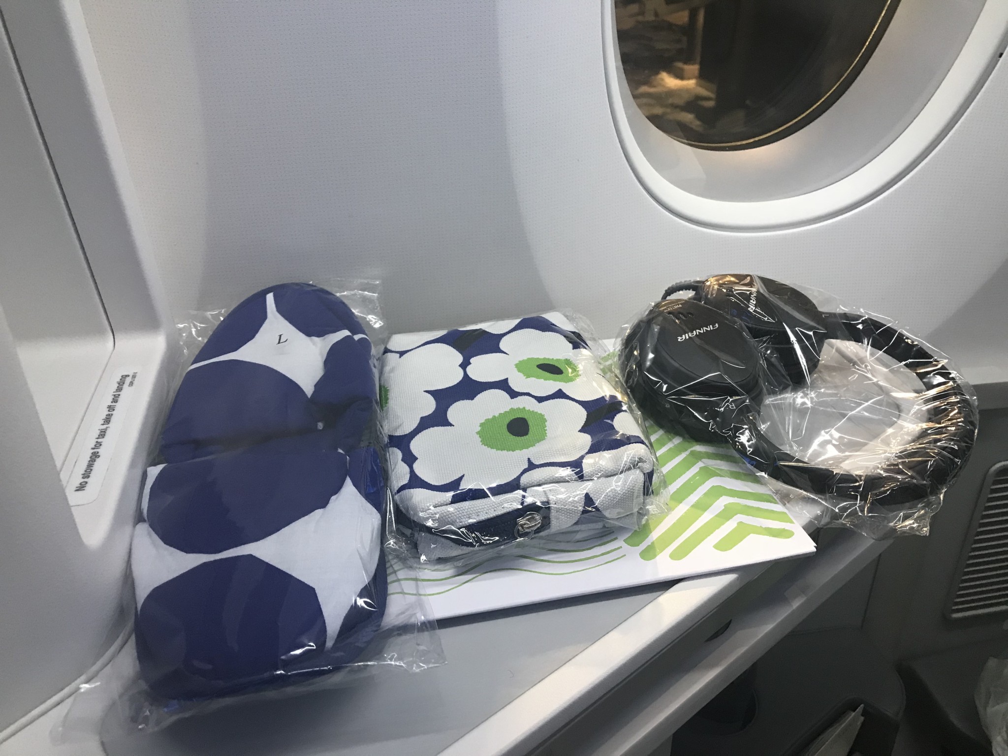 Amenities on board Finnair business class flight